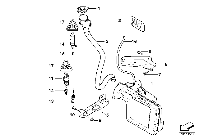 2007 BMW 650i Reservoir, Windscreen / Headlight Washer System Diagram