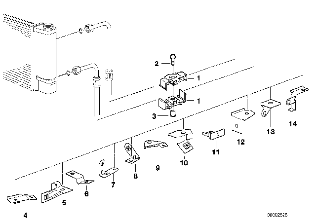 1989 BMW 525i Bracket Oil Pipe Diagram for 17221719424