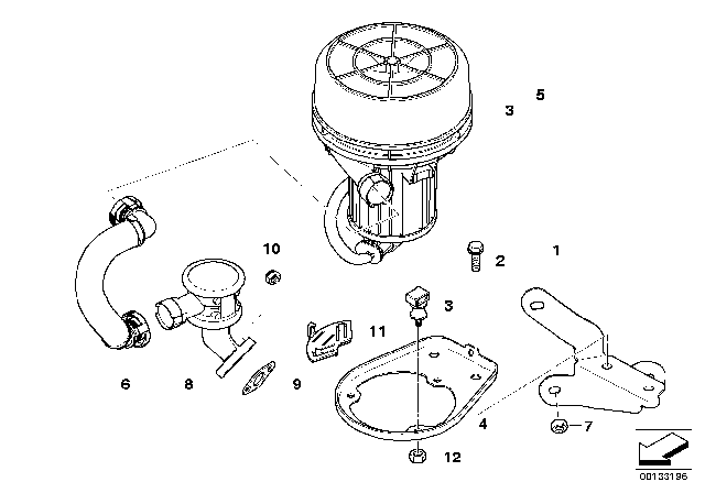 2005 BMW X3 Emission Control - Air Pump Diagram 1