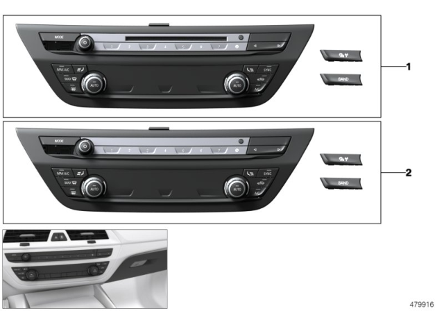 2018 BMW M5 Radio And A/C Control Panel Diagram