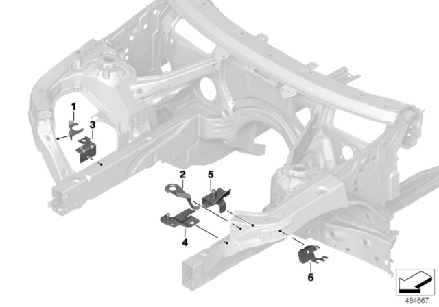 2019 BMW X3 Front Body Bracket Diagram