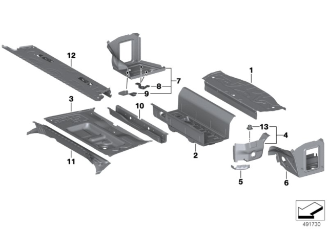 2019 BMW Z4 Mounting Parts For Trunk Floor Panel Diagram