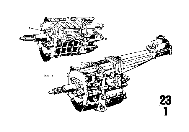 1971 BMW 2800CS 4-Speed Gearbox Diagram