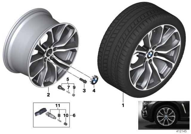 2019 BMW X6 BMW LA Wheel, V-Spoke Diagram 2