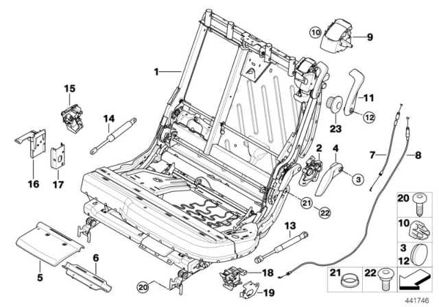 2013 BMW X5 Seat, Rear, Seat Frame Diagram 3