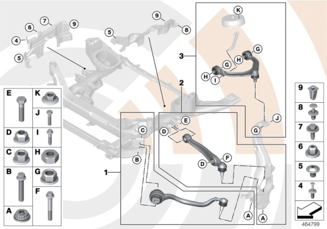 2014 BMW X6 Repair Kit, Trailing Links And Wishbones Diagram