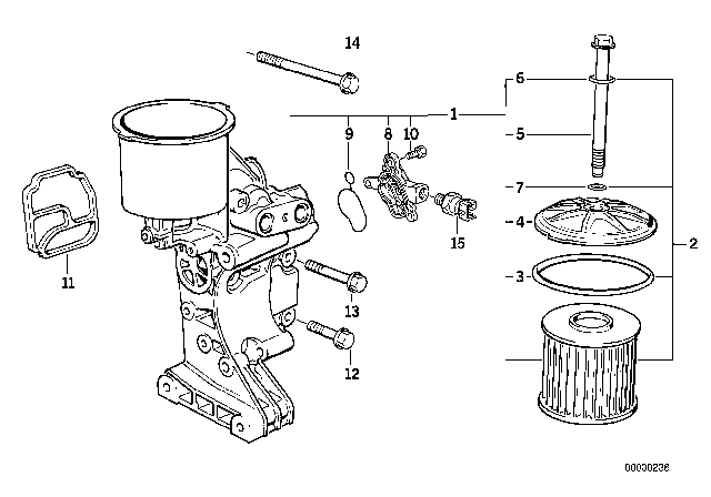 1995 BMW 525i Oil Filter Cover Diagram for 11421711075