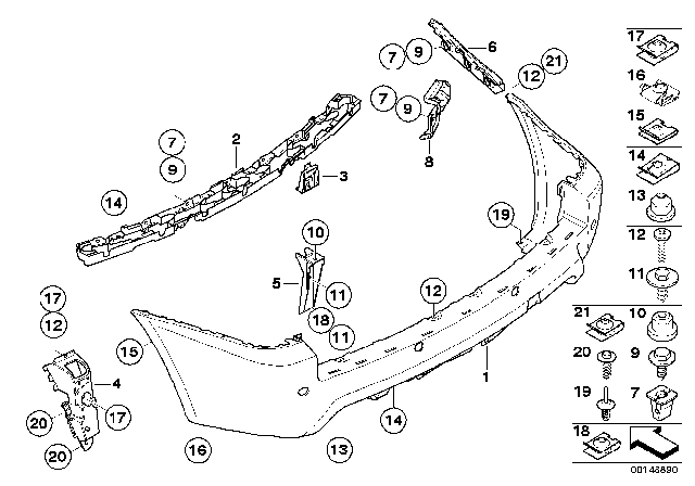 2010 BMW X3 M Trim Panel, Rear Diagram