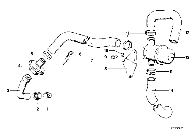 1979 BMW 320i Hose Diagram for 11721261431