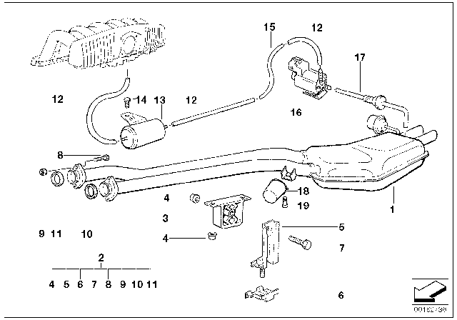 1996 BMW 328i Rear Silencer With Exhaust Flap Diagram