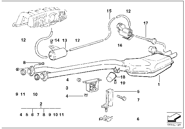 1999 BMW 328is Exhaust Vacuum Control Valve Solenoid Diagram for 11741742712