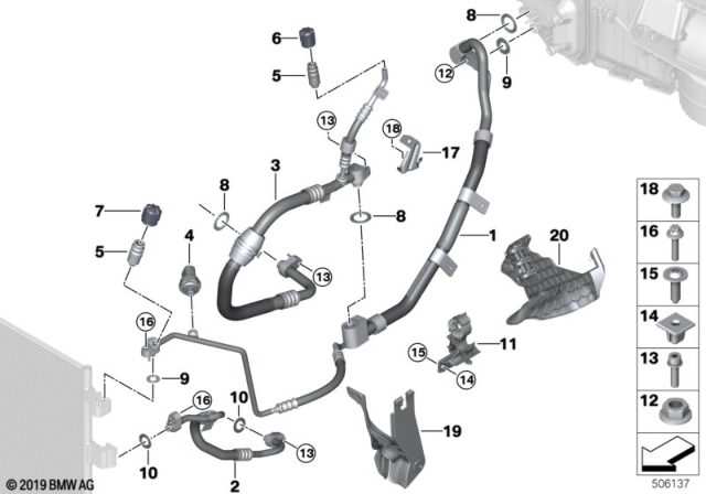 2019 BMW X7 Suction Pipe Evaporator-Comp Diagram for 64539354578