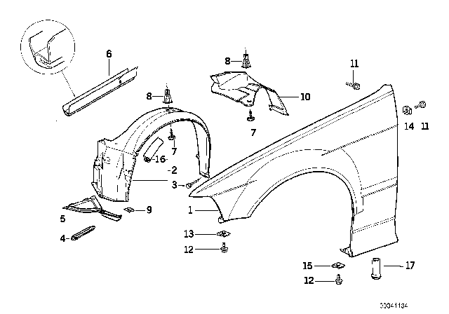 1996 BMW 328i Side Panel, Front Diagram