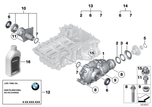 2009 BMW 535i xDrive Front Axle Differential Separate Component All-Wheel Drive V. Diagram