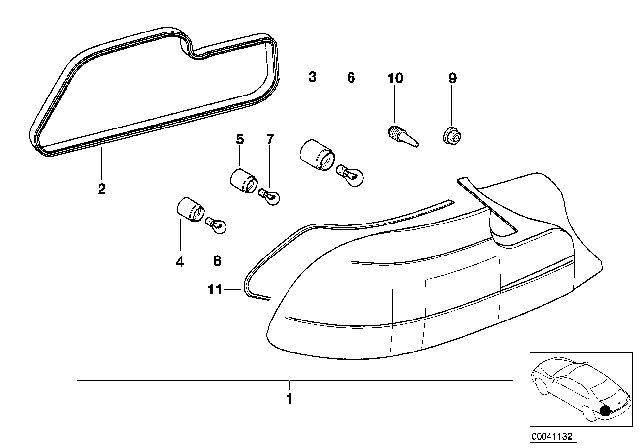 2002 BMW Z3 M Tail Light Gasket Diagram for 63218407135