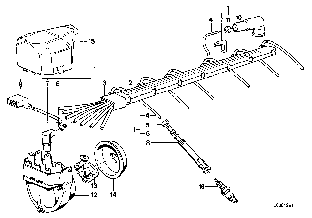 1990 BMW 535i Ignition Wiring / Spark Plug Diagram