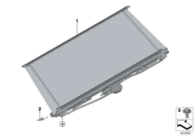 2018 BMW 540i Roller Sun Blind, Storage Shelf Diagram