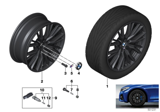 2020 BMW M340i xDrive BMW Light-Alloy Wheel, M Double Spoke Diagram