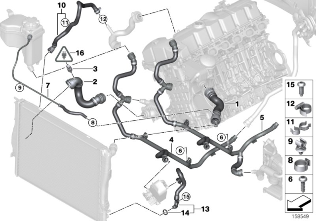 2007 BMW 328i Cooling System - Water Hoses Diagram 2