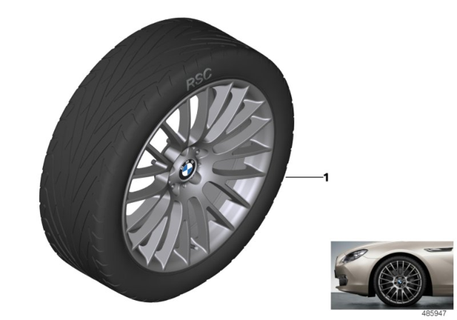2014 BMW 640i BMW LA Wheel, Cross-Spoke Diagram