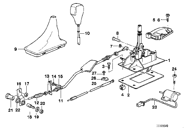 1992 BMW 850i Gear Shift Parts, Automatic Gearbox Diagram