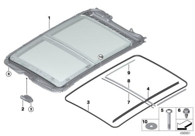2017 BMW X1 Gasket, Glass Lid, Front Diagram for 54107430393