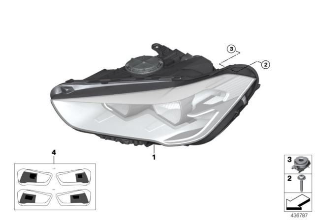 2020 BMW X1 HEADLIGHT, LED, AHL, RIGHT Diagram for 63119477830