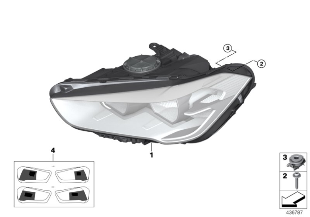 2018 BMW X1 Right Headlight Diagram for 63117436466