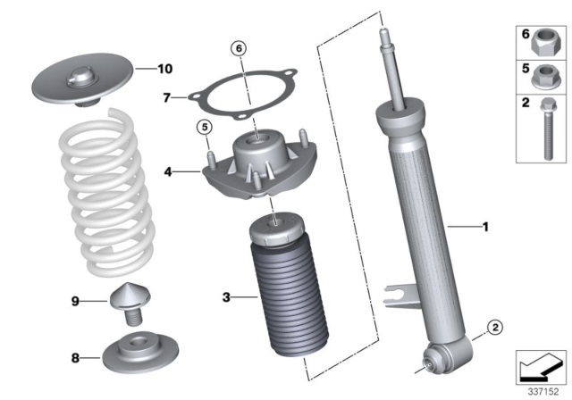 2015 BMW X5 Rear Spring Strut Mounting Parts Diagram