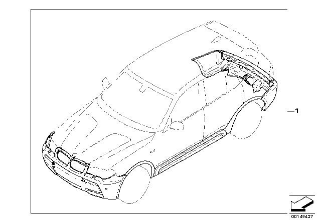 2007 BMW X3 Retrofit, M Aerodynamic Kit Diagram 1