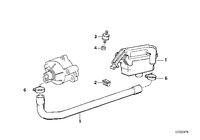 1993 BMW M5 Intake Silencer Diagram for 11721315445