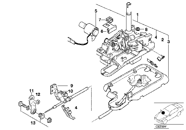2000 BMW 323Ci Automatic Transmission Steptronic Shift Parts Diagram 1
