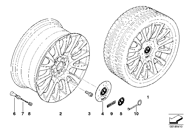 2009 BMW X5 BMW LA Wheel, V-Spoke, Individual Diagram