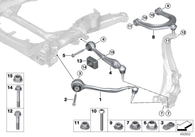 2019 BMW X5 Rubber Mounting Right Tension Strut Diagram for 31106878074
