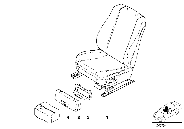 2002 BMW 525i Seat, Front, Complete Seat Diagram 1