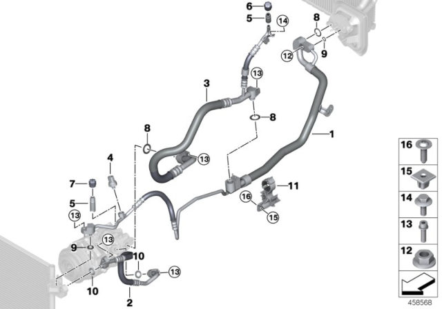 2018 BMW M760i xDrive Refrigerant Line, Double Pipe Diagram for 64539324810