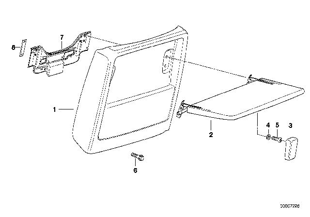 1988 BMW 750iL Rear Panel / Folding Table Diagram