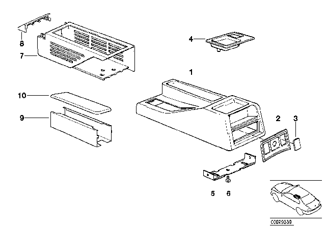 1989 BMW 750iL Centre Console Diagram