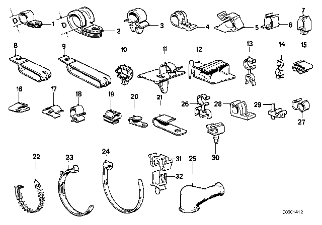 1989 BMW 325ix Cable Holder Diagram