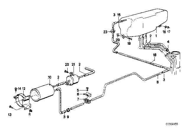 1984 BMW 633CSi Expansion Tank / Activated Carbon Container Diagram 1