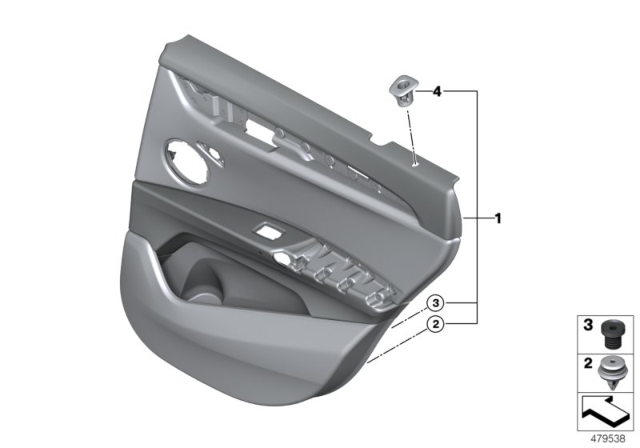 2017 BMW X1 Door Trim, Rear Diagram