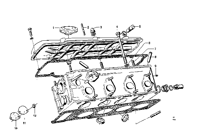 1969 BMW 2000 Cylinder Head & Attached Parts Diagram