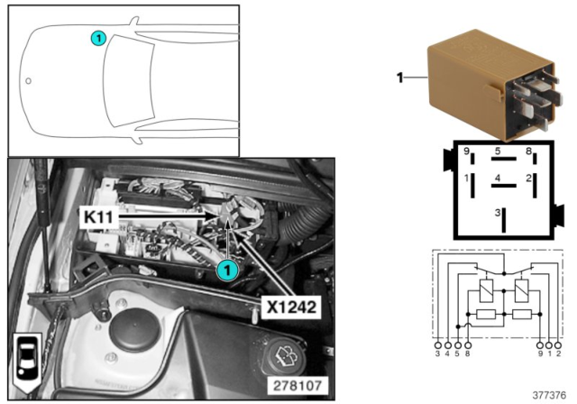 2005 BMW X5 Relay, Windscreen Wipers Diagram