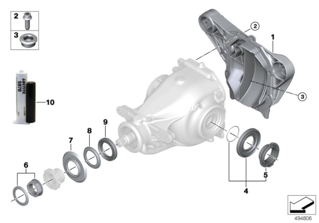 2020 BMW X7 Rear Axle Differential Separate Components Diagram