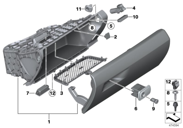 2020 BMW 430i Glove Box Diagram for 51166833478