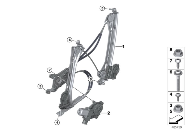 2020 BMW i8 Front Right Window Regulator Diagram for 51337487912