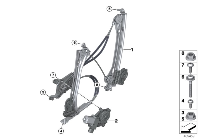 2020 BMW i8 Front Left Window Regulator Diagram for 51337487911