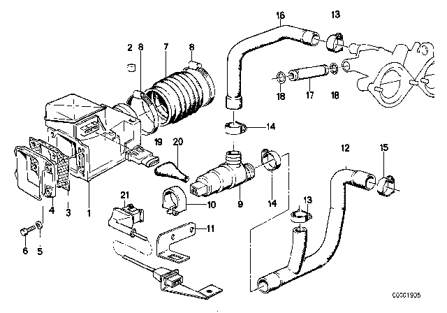 1987 BMW M6 Air-Flow Sensor Diagram for 13621466351