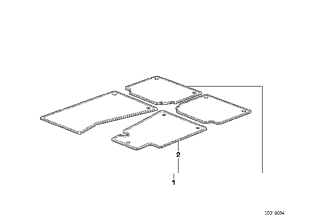 2002 BMW X5 Floor Mats Diagram 2