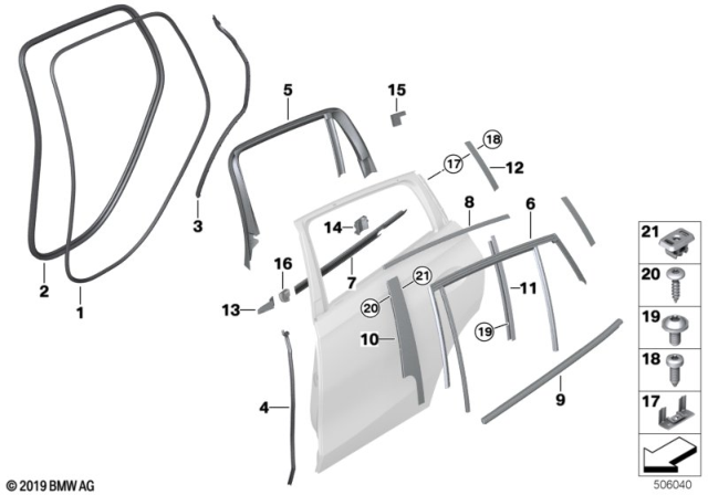 2020 BMW X6 TRIM, WINDOW FRAME, DOOR, RE Diagram for 51427455695